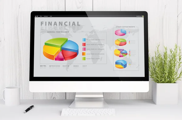 Finansiella webbgrafik på datorskärm — Stockfoto