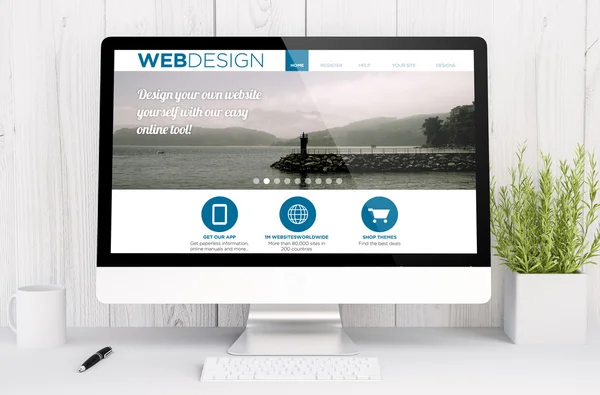 Web-Design-Vorlage auf dem Computerbildschirm — Stockfoto