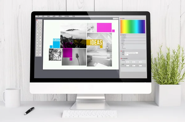 Software de design gráfico na tela do computador — Fotografia de Stock