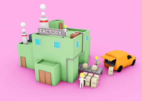 3D rendering gyár — Stock Fotó