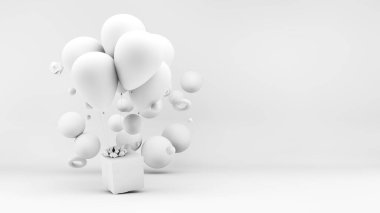 Hediye balonları beyaz 3D görüntüleme