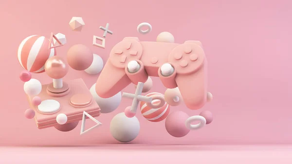 Roze Gaming Controllers Rendering — Stockfoto