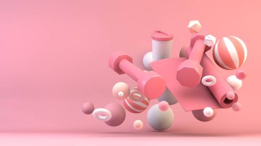 Ev fitness ekipmanları minimum pembe 3D görüntüleme