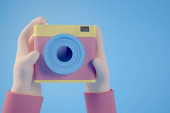 Minimální 3D vykreslování fotografie selfie koncept