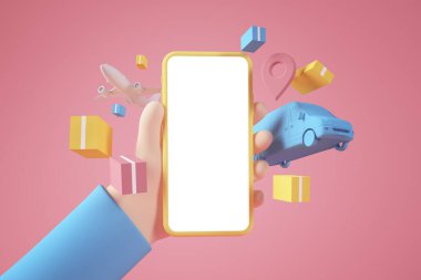 Teslimat uygulaması konsepti 3D görüntüleme