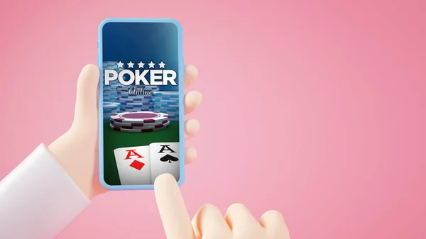 Mobiele Telefoon Met Poker Online Het Scherm Rendering — Stockfoto