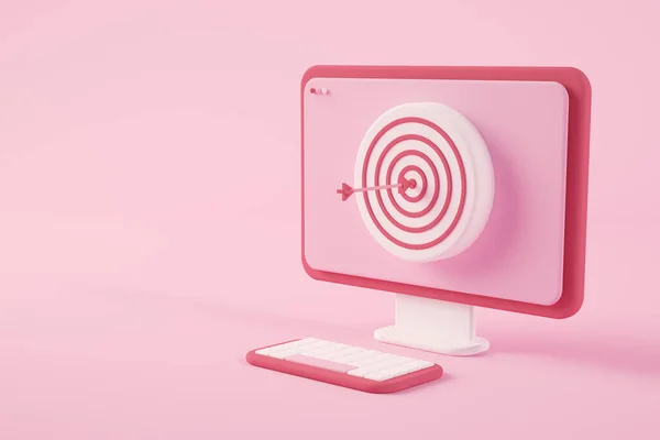 Minimal Computer Mit Bullseye Rendering Konzept — Stockfoto