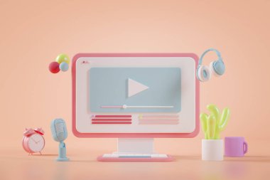 Video Akımı Konsepti 3d Renderins