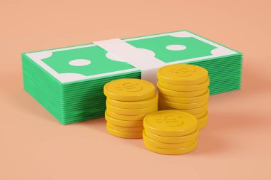 Teklifler ve madeni paralar 3d oluşturma