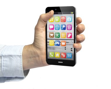 bir akıllı telefon tutarak