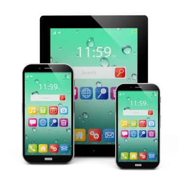 siyah parlak tablet pc ve dokunmatik ekran smartphones