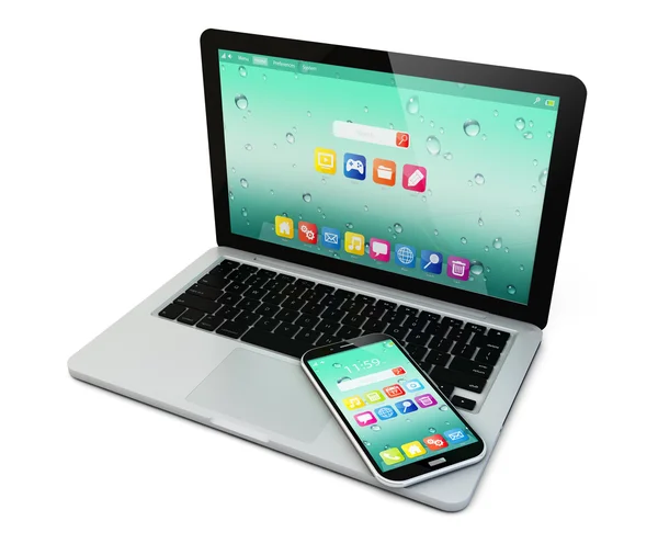 Laptop computer and smartphone — Stock Photo, Image