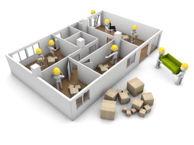 house moving and reform concept clipart