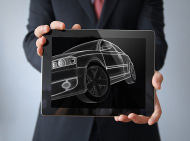 Araba tasarım tablet işadamı