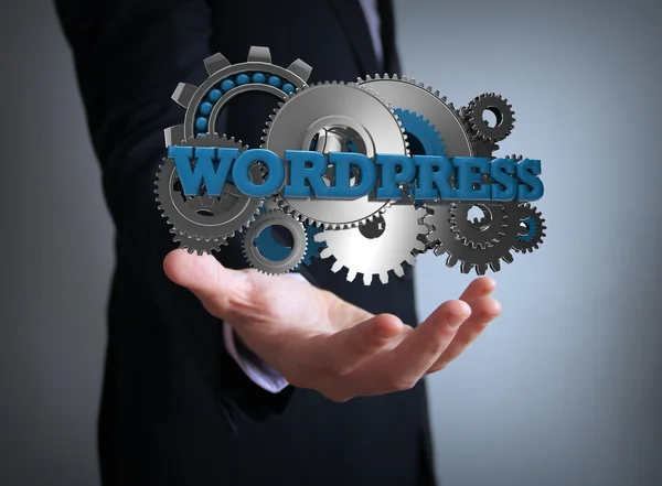 Wordpress engranajes empresario — Foto de Stock