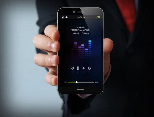 Música hombre de negocios smartphone — Foto de Stock