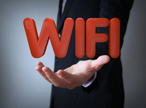 Wifi over businessman — Stock Photo, Image