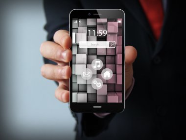 Modern smartphone dokunmatik ekran arayüzü ile