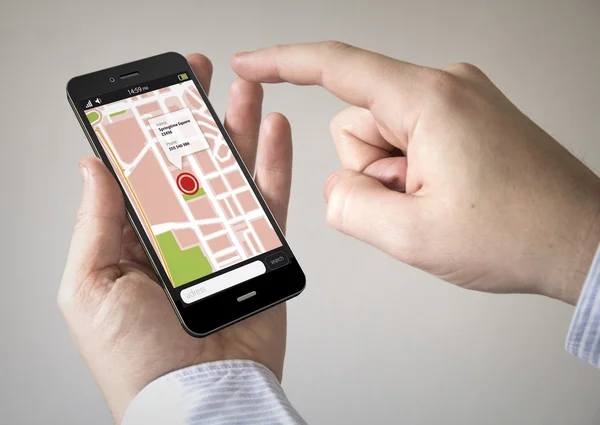 Smartphone mit Touchscreen-Karte — Stockfoto