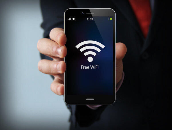 businessman free wifi zone