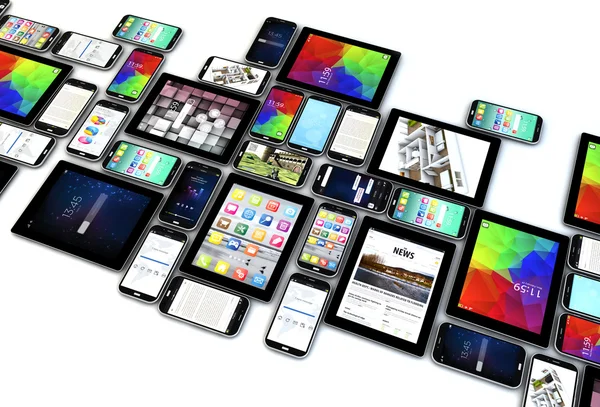 Sammlung von Tablets und Smartphones — Stockfoto