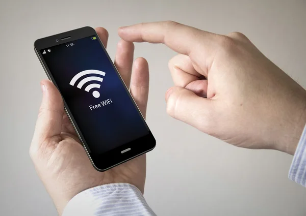 Pekskärm wifi gratis smartphone — Stockfoto