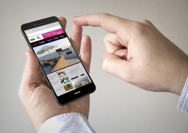 Touchscreen tendenser blog smartphone - Stock-foto