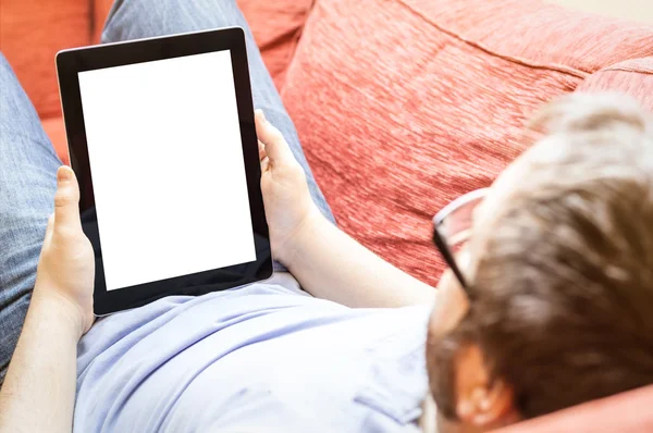 Man with blank tablet — Stock Photo, Image