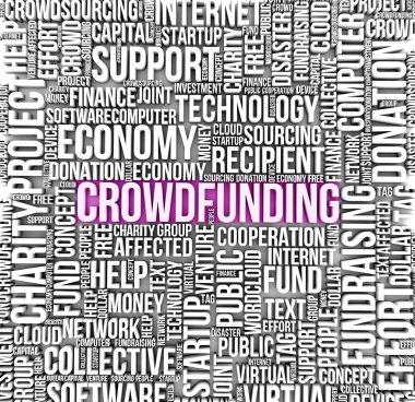 Crowdfunding metin bir bulutun üzerinde