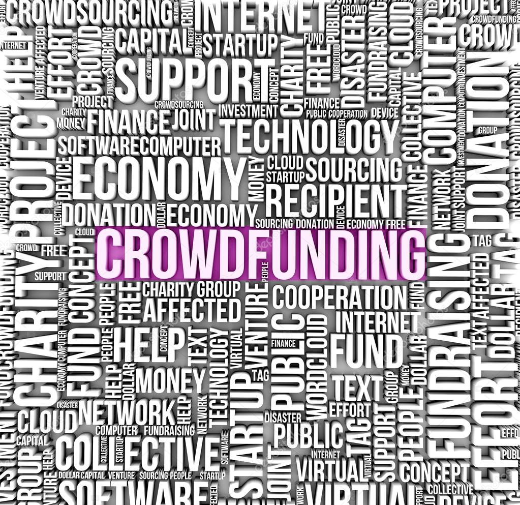 Crowdfunding  text on a cloud