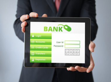 Banka uygulaması ile iş adamı