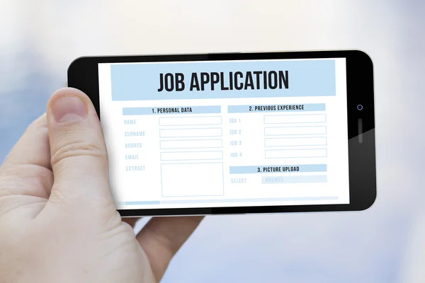 Smartphone with job application app — Stock Photo, Image