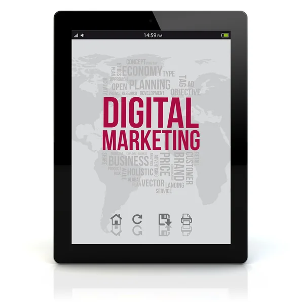 Tablet pc met digitale marketing op het scherm — Stockfoto