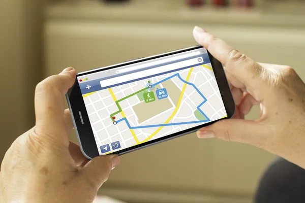 Smartphone mit Navigator auf dem Bildschirm — Stockfoto