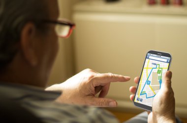 man using a gps app