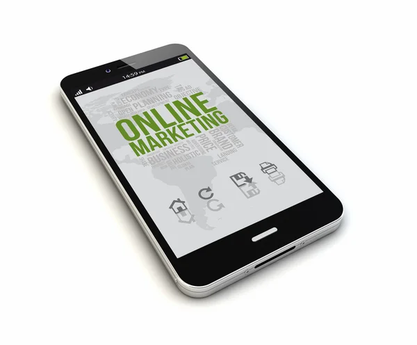Смартфон з онлайн-маркетингом на екрані . — стокове фото