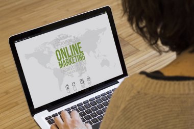 marketing online on a laptop screen.