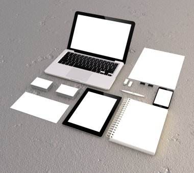 3d Generated office supplies for business