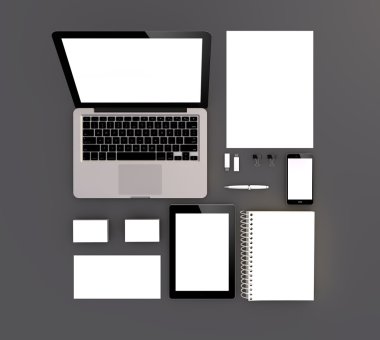3d Generated office supplies for business clipart