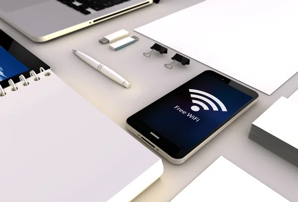 Smartphone con wifi gratuito sullo schermo — Foto Stock