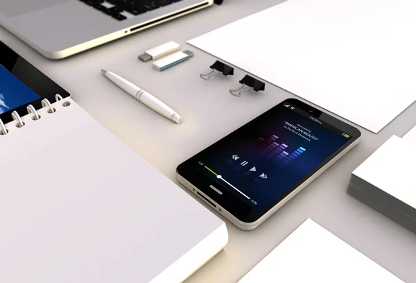 Smartphone con aplicación de música en la pantalla —  Fotos de Stock