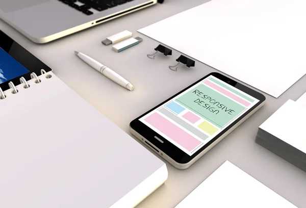 Smartphone met responsieve ontwerp interface op het scherm — Stockfoto