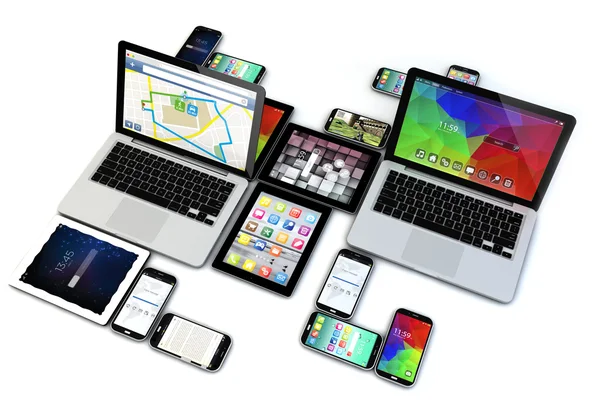 Gruppo di dispositivi mobili generati . — Foto Stock