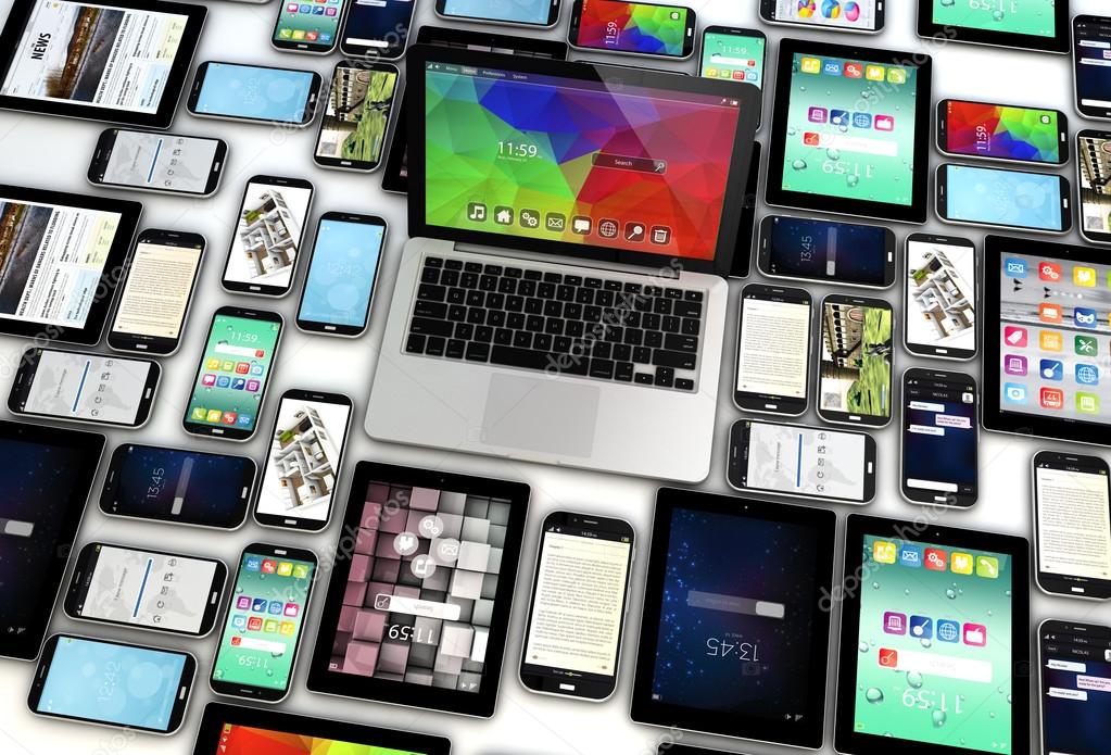 group of  mobile devices.