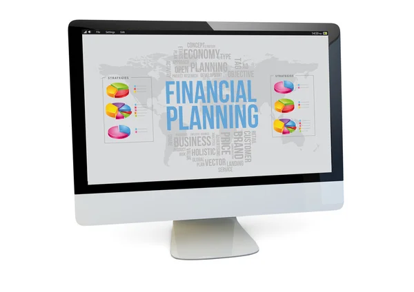 Computer with financial planning — Stock Photo, Image