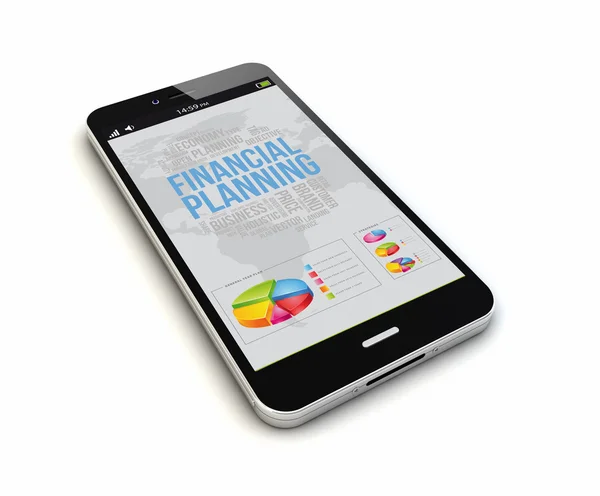 Smartphone with financial planning on the screen. — Stock Photo, Image