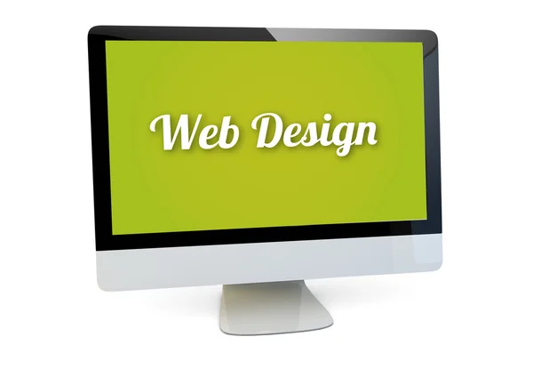 Web tasarım üstünde belgili tanımlık perde ile bilgisayar — Stok fotoğraf