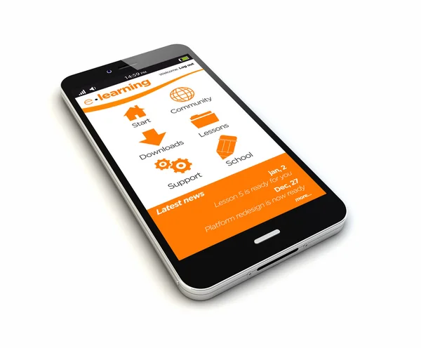 Smartphone com e-learning na tela — Fotografia de Stock