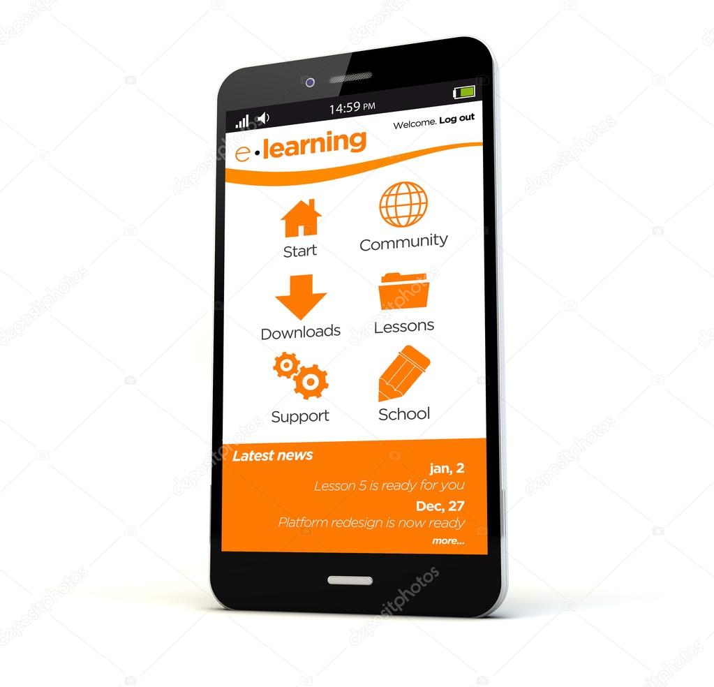 smartphone with e-learning platform on the screen