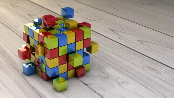 Цифрова створена різнокольорова кубічна структура — стокове фото